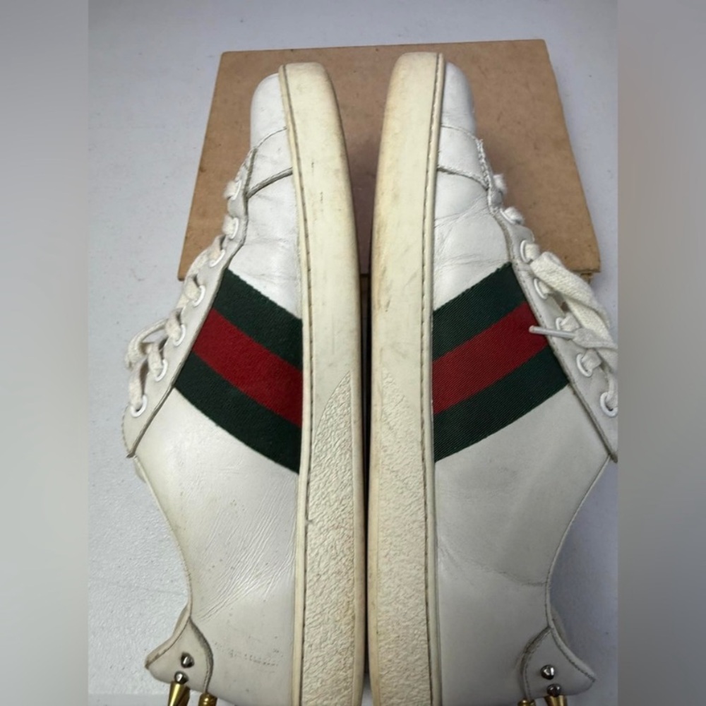 Gucci Sneakers White with Web and Studs Sz 7.5 G / US 8.5 - Picture 4 of 14